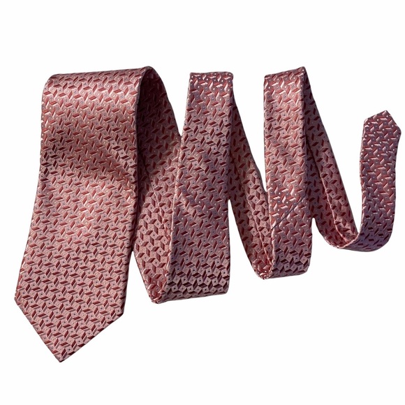 Nicole Miller Geometric Pink Blue Silk Neck Tie Woven Textured Shiny Necktie OS - Picture 9 of 12